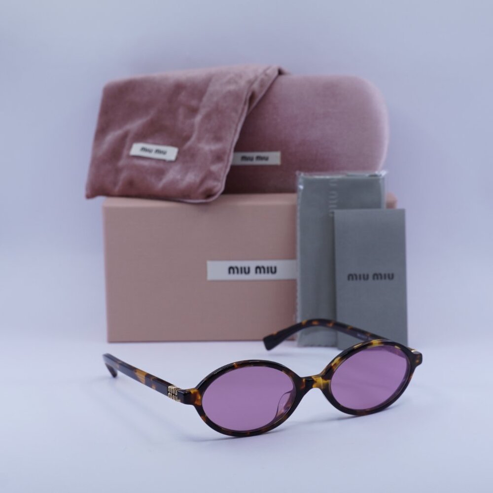 Miu Miu MU04ZSF VAU50D Oval Sunglasses – Honey Havana - Picture 15 of 16